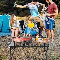 Vista 8 de VINGLI Mesa de parrilla para exteriores, mesa de campamento plegable, mesa de picnic portátil de 3 pies, altura ajustable, mesas de aluminio ligeras
