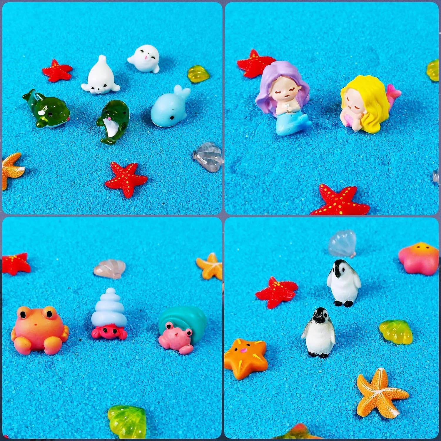 Ocean Mini Resin Animals Variety Pack Figurines 100 Pcs Tiny Plastic Animals Sea Creatures Figures to Hide for Miniature Fairy Garden Accessories