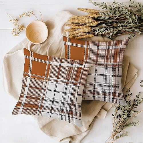 Miniatura 4 de AOFANGGO Juego de 2 fundas de almohada decorativas de otoño de 18 x 18 pulgadas, fundas de cojín de lino sintético, granja, Acción de Gracias,