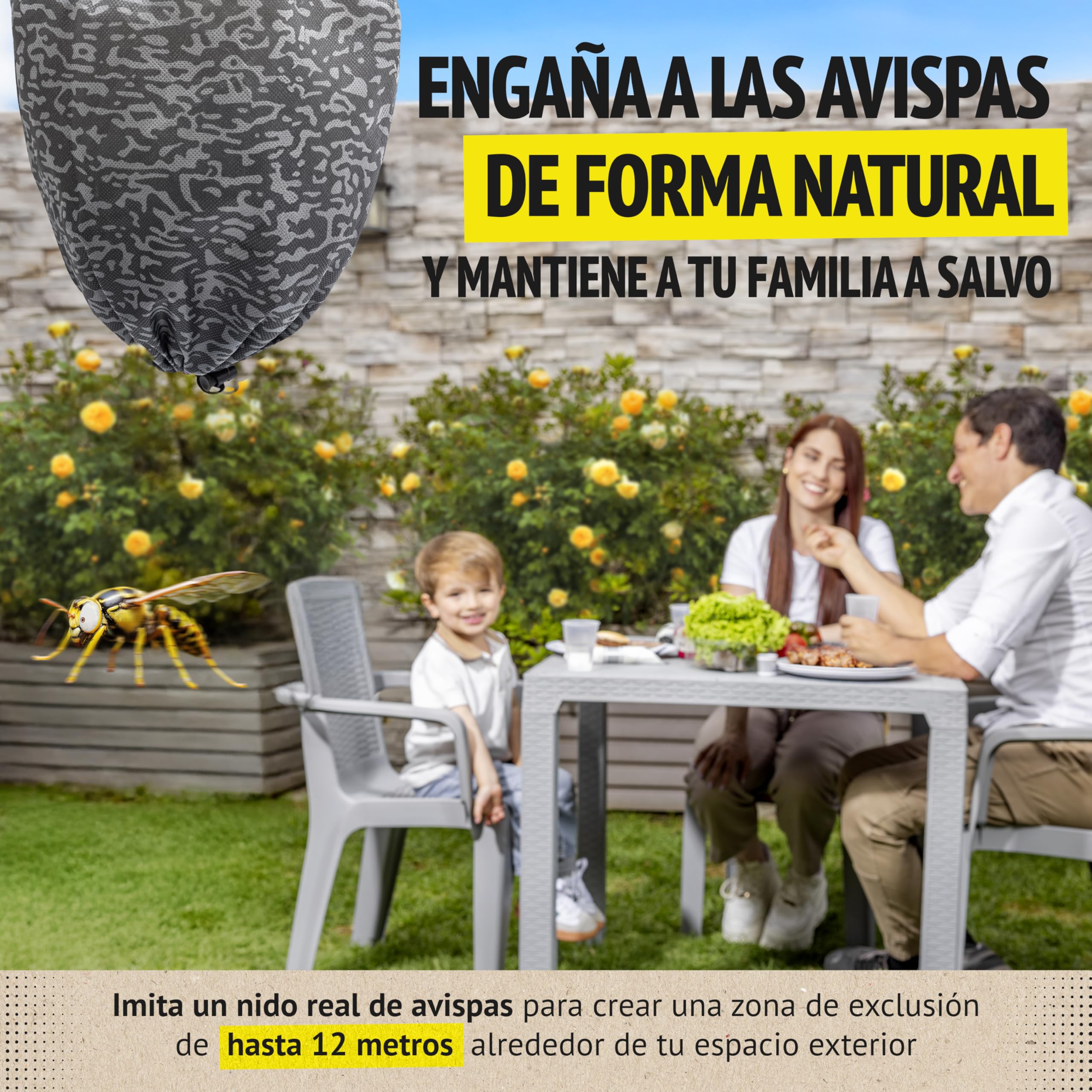 Waspinator Ahuyentador de Avispas - 2 Pack, Repelente Natural para Colgar en Jardín y Patio, Señuelo de Nido Impermeable y Resistente a Todo Clima, Repelente Natural de Avispones