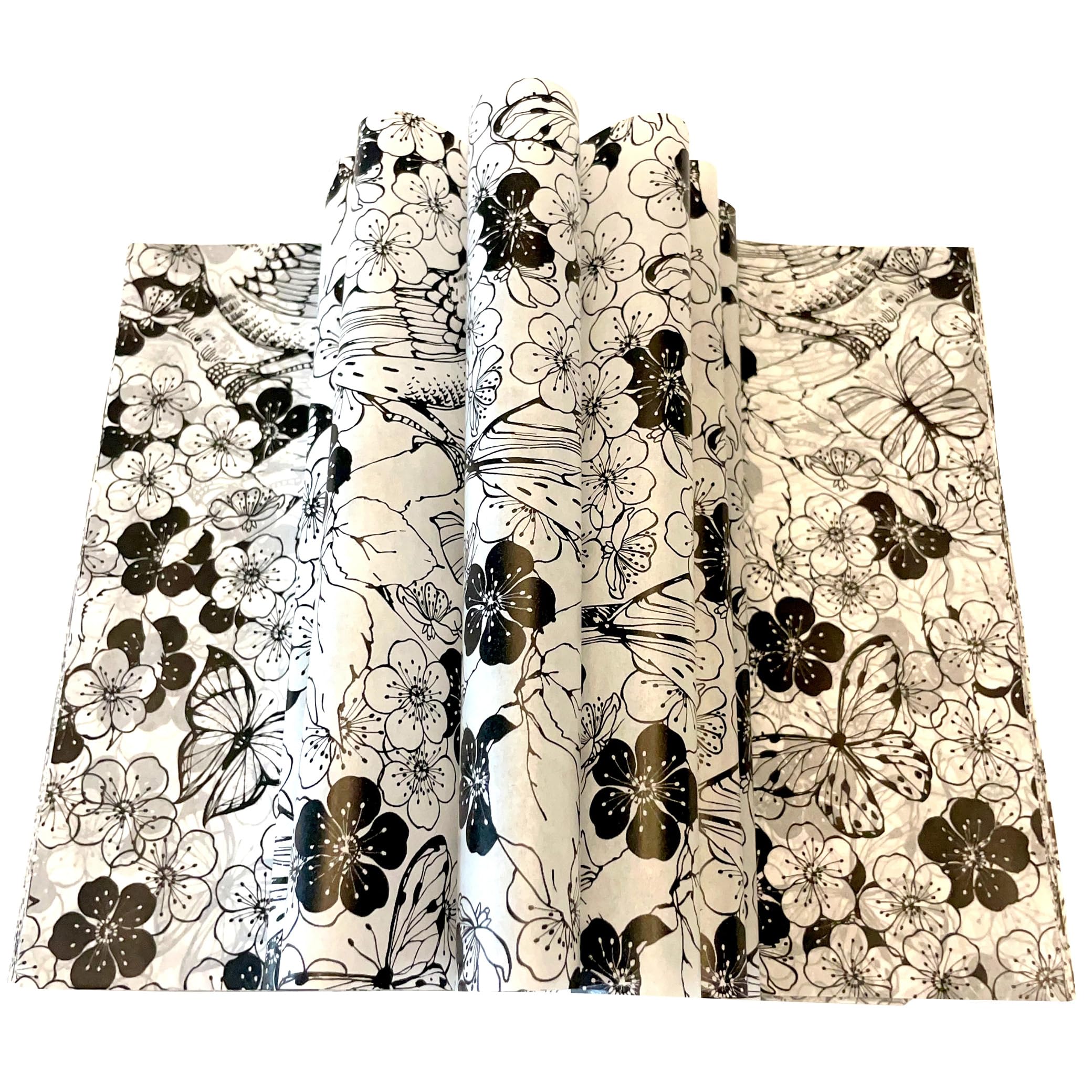 Suiwen 150pcs Summer Black and White Floral Wax Paper Sheets Sandwich Wrapping Paper, Greaseproof Wrap Parchment Papers Air Fryer Disposable Liner