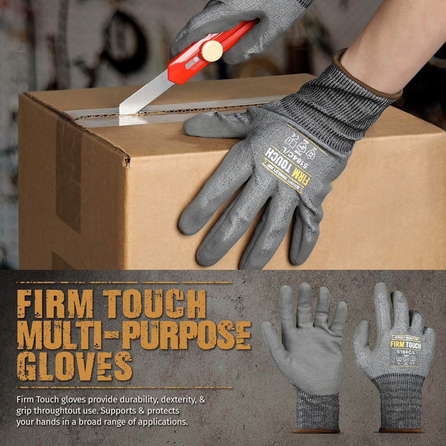 Glove Station Extra Grip Palm Coated High Dexterity Touchscreen Compatible-Cut Resistant for General Purpose