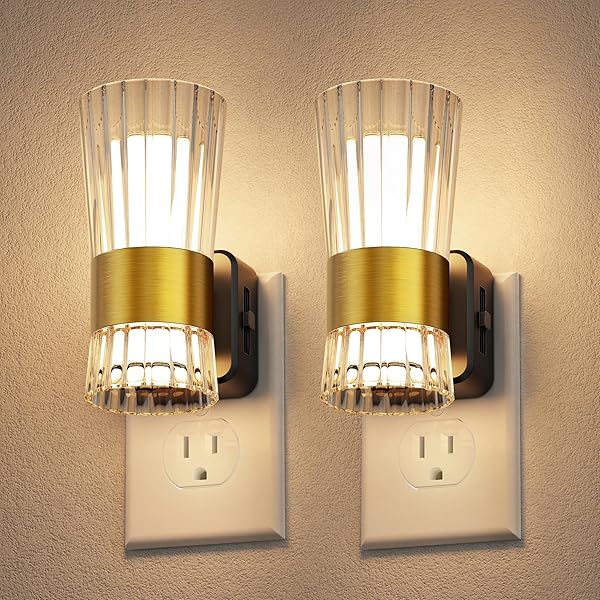 L LOHAS LED Night Light, Night Lights Plug into Wall, 3000K Soft Warm 0-100LM Adjustable Modern Night Lights,Automatic Nightlights Pulg in with Dusk to Dawn Sensor for Rooms Bathroom Hallway Decor