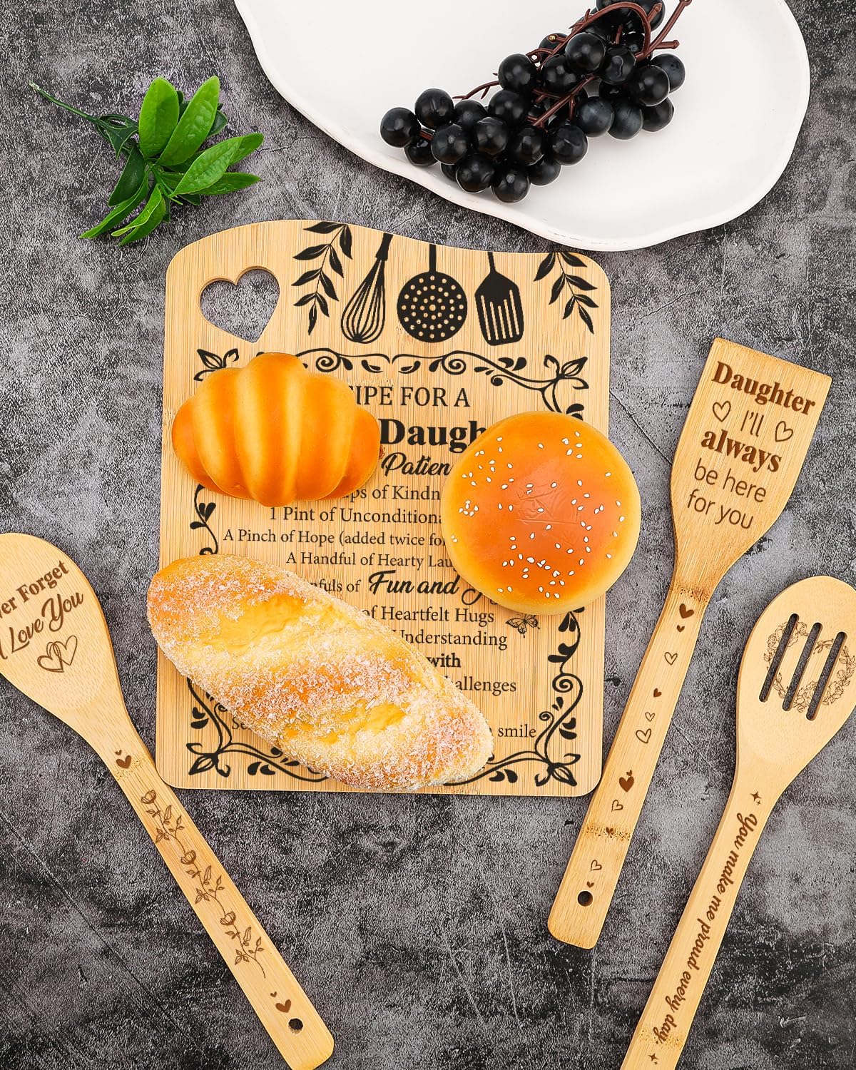 Daughter Gifts from Mom Dad, Valentines Day Gifts for Daughters Recipe for a Special Daughters Cutting Board Set Useful Kitchen Gift for Daughter, Valentine Birthday Gift for Daughter - Image 5
