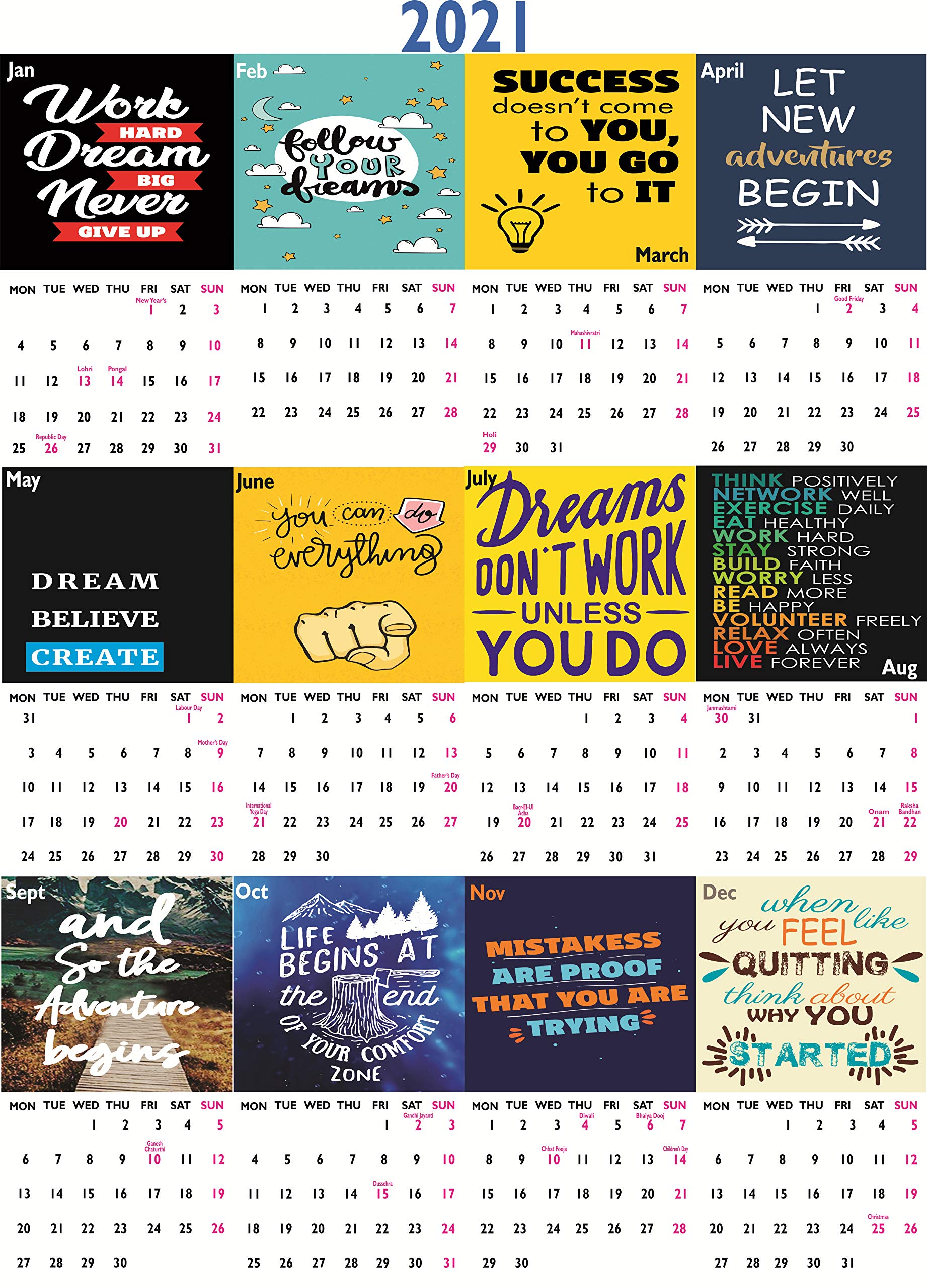 Buy Accuprints Motivational 18x25 inch Wall 2021 for Wall for Office