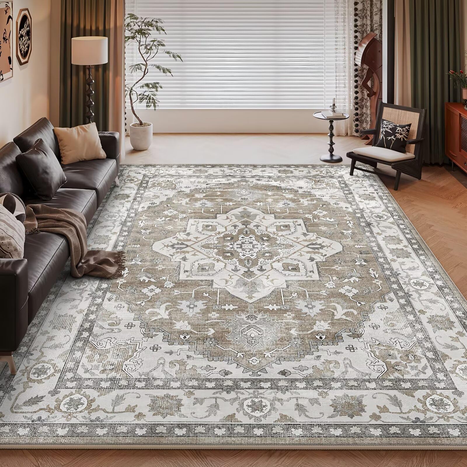Tapetes para sala 100x200cm marrón grisáceo clásicos para habitación infantil y silla