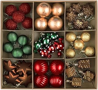 DecorbyHannah Mini Christmas Ornaments Set, 45ct Small Gingerbread Christmas Tree Decorations, Assorted Tiny Red