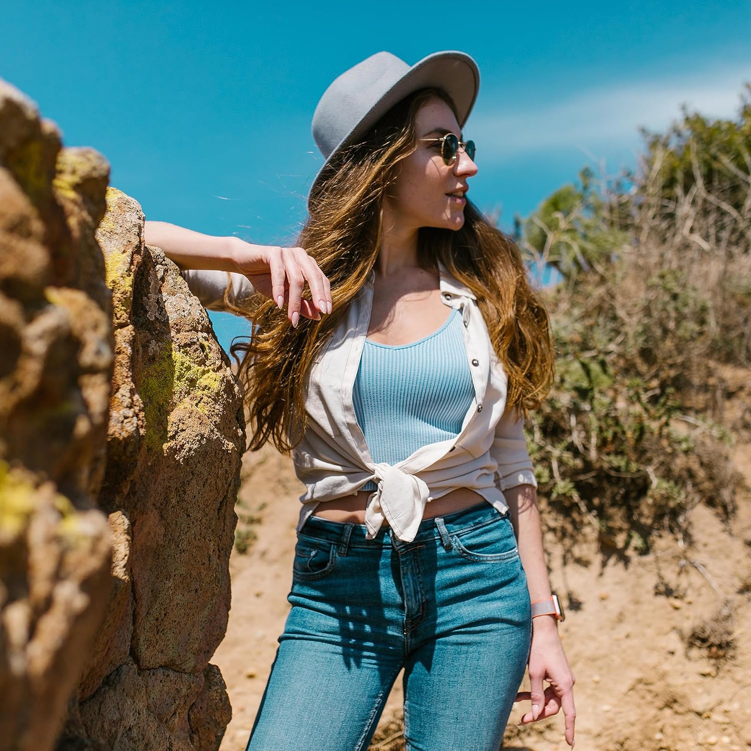 Gossifan Fedora Hats for Men Wide Brim Panama Hat with Classic Belt - Image 7