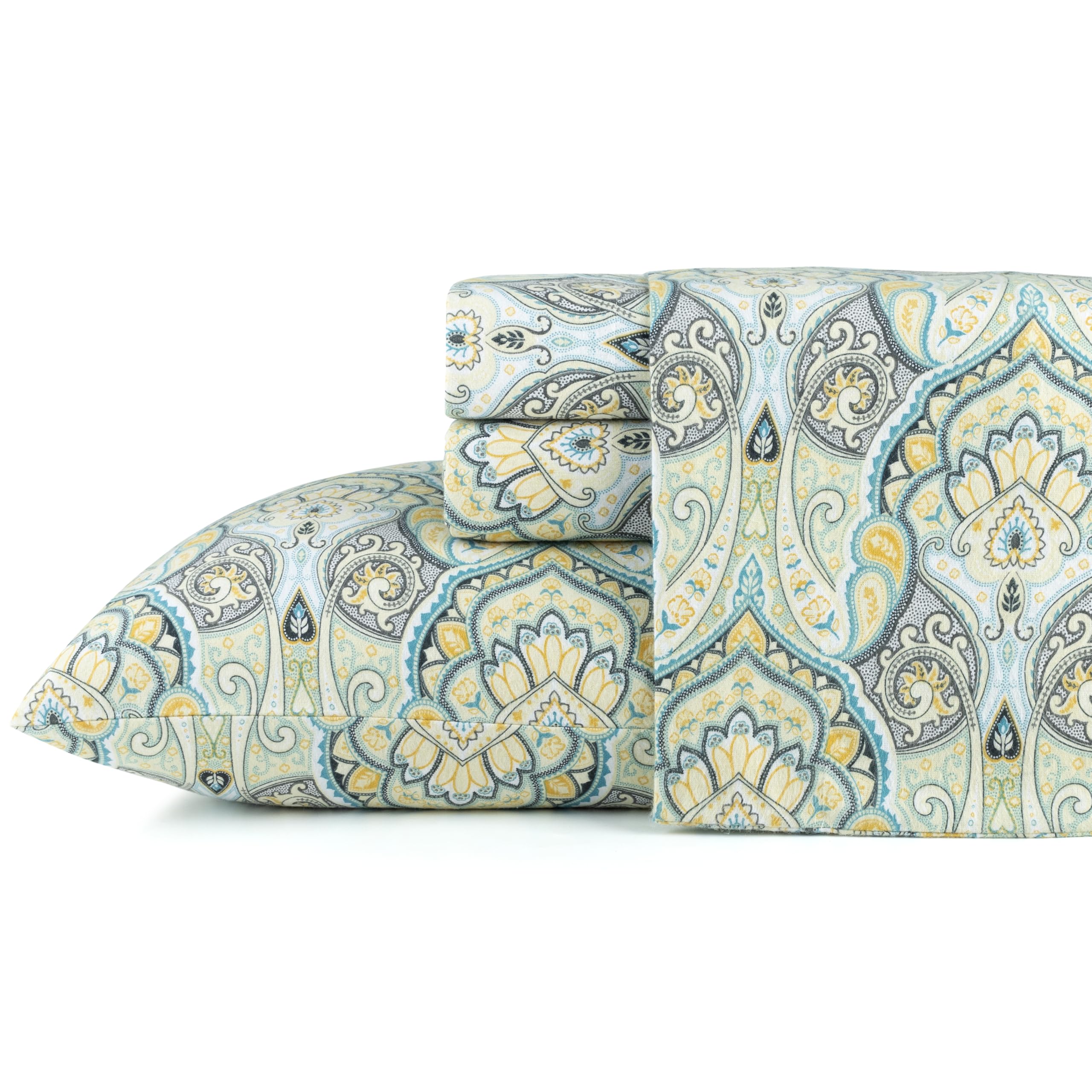 Pointehaven 180 GSM Brushed Cotton Flannel Sheets Henna Paisley