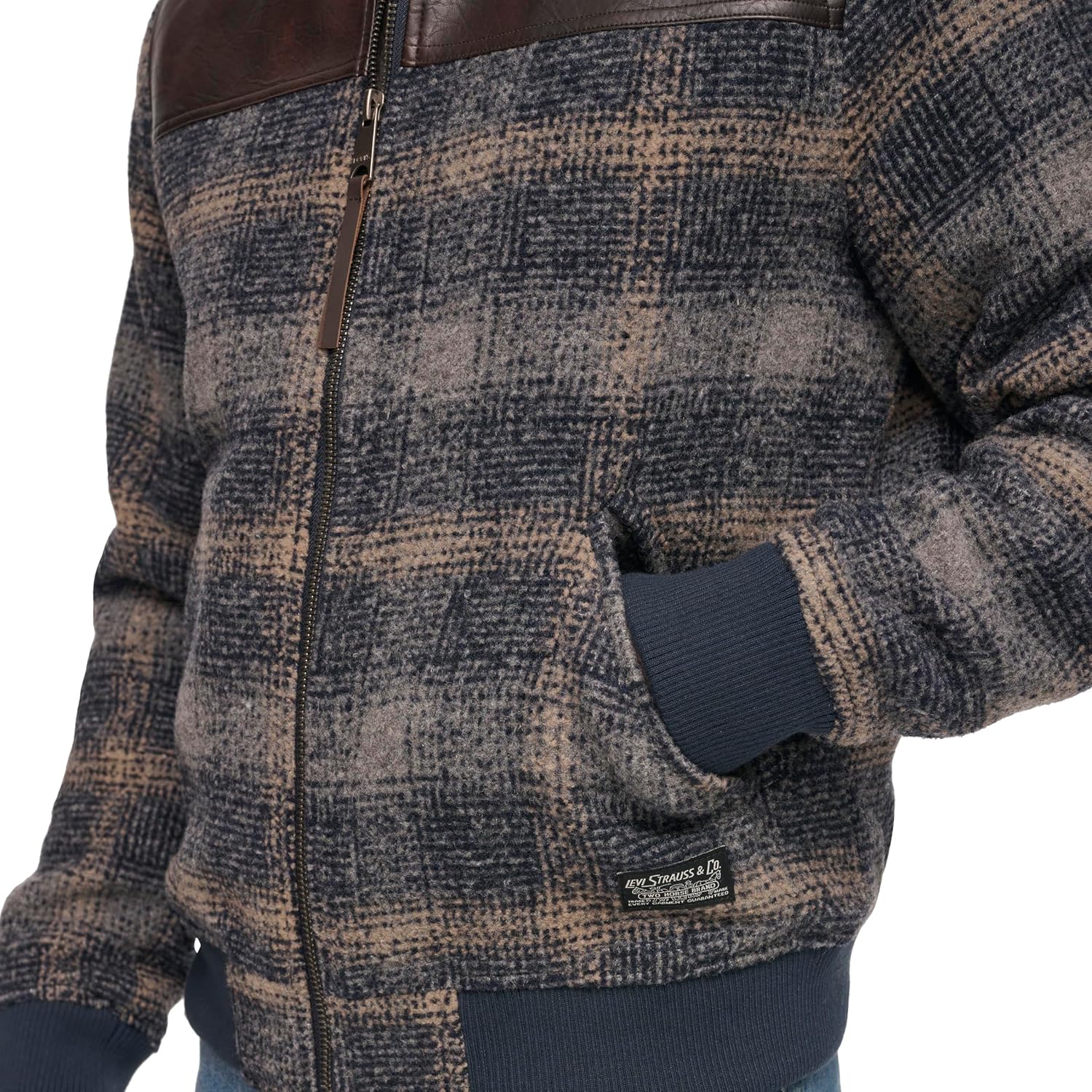 Levi's Men's Mixed Media Western Plaid Bomber Jacket - Image 6