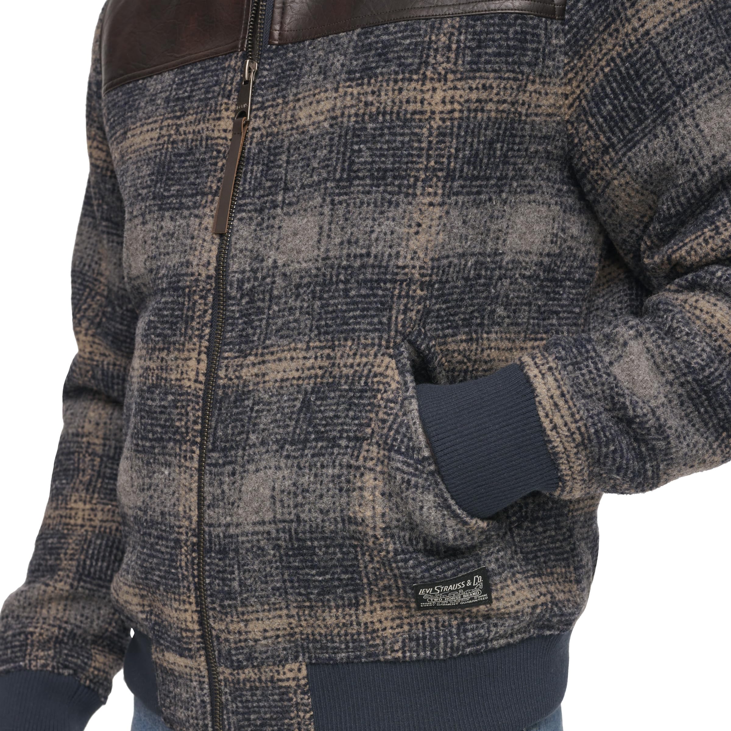 Levi's mens Levi's Men's Mixed Media Western Plaid Bomber Jacket