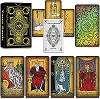 Vista 1 de Smoostart 78 cartas de tarot holográficas con guía, baraja de cartas de tarot clásicas para principiantes y jugadores profesionales, juego de contar