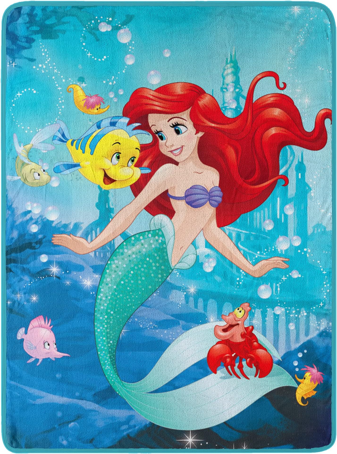 Northwest Little Mermaid/Ariel Micro Raschel Throw Blanket, 46" x 60", Floatie Friends