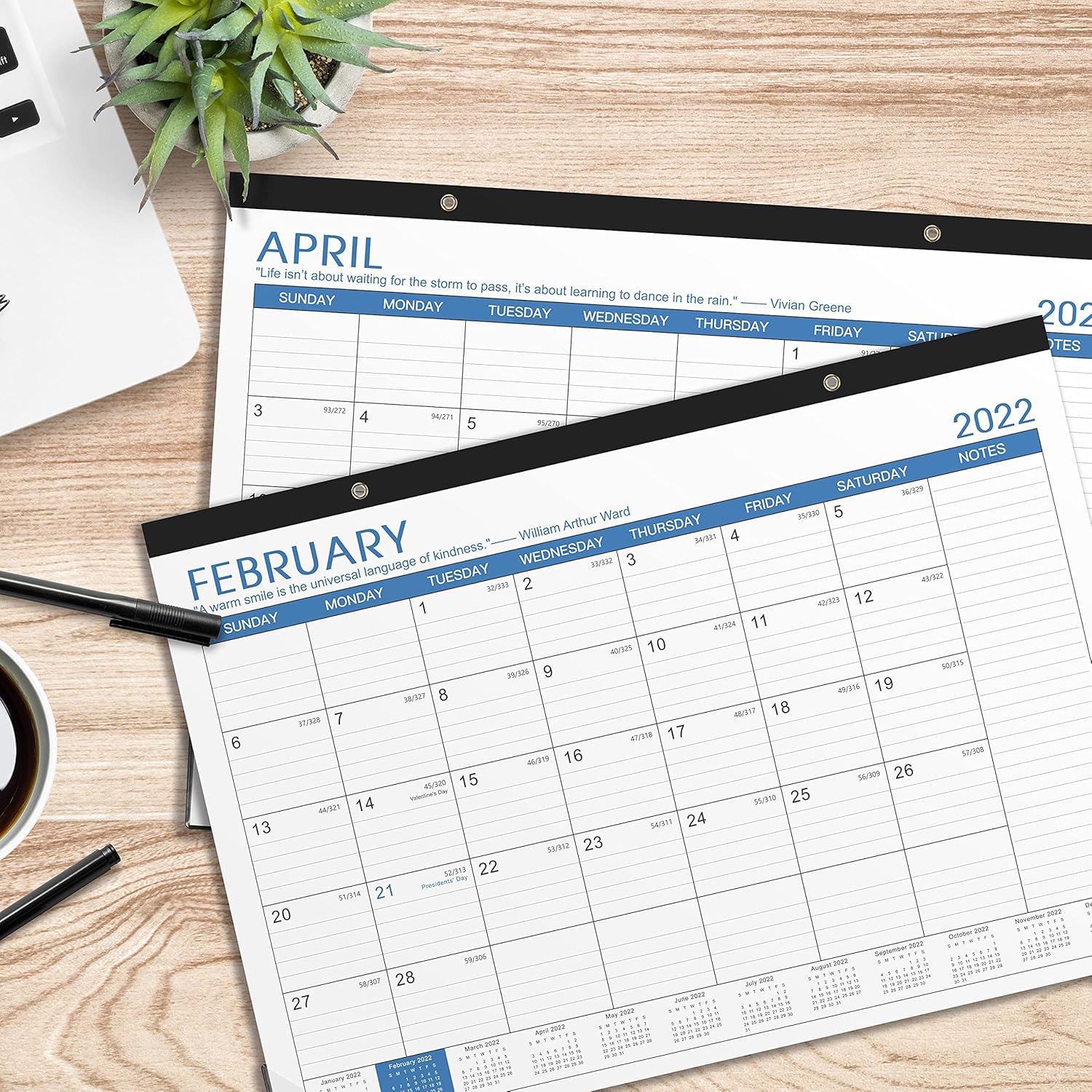 2021-2022 Desk Calendar - 18 Monthly Desk/Wall Calendar 2-in-1,16.8" x 12", July 2021 - December 2022, Thick Paper with Corner Protectors, Large Ruled Blocks - Blue : Everything Else