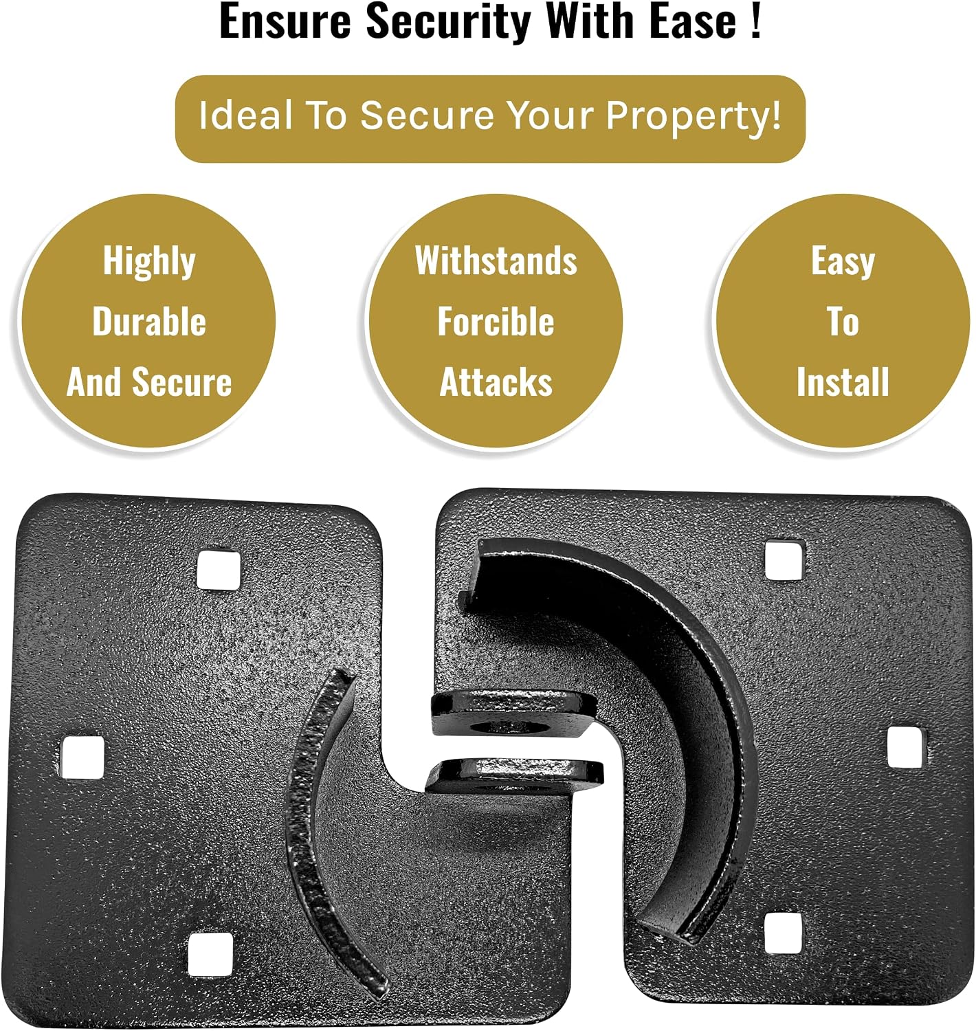 NU-Set Lock | RV High Security Hasp Latch for Trailer Door | 8 1/4 Inch Trailer Hasp Lock | RV Accessories & Door Hardware (Black) (2714B-3)