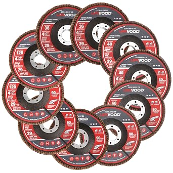 10 Pack Ceramic Flap Discs 4-1/2" x 7/8" Arbor for Angle Grinder, Mix Grit 36# 40# 60# 80# 120# Type 29