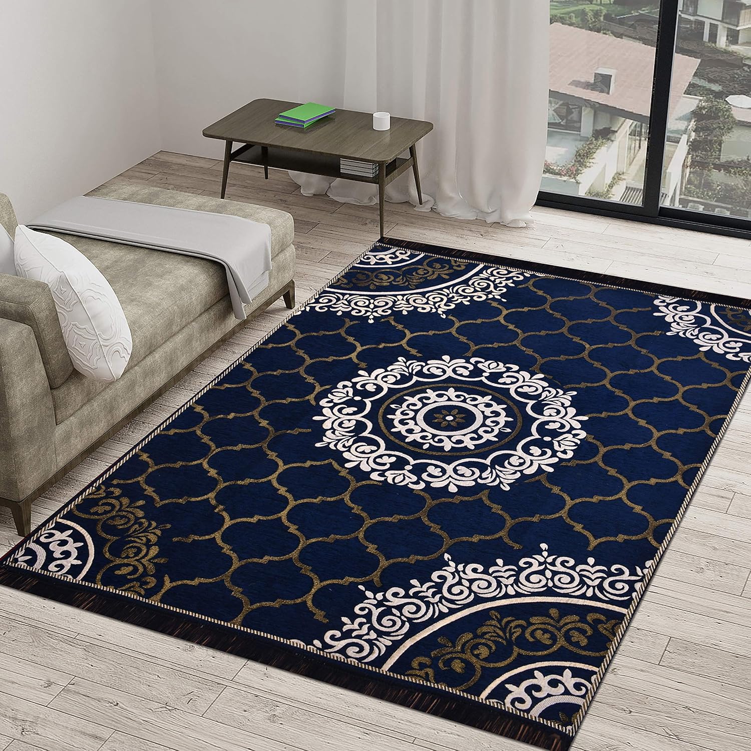 Buy Ab Home Decor Ethnic Velvet Touch Chenille Carpet for Living Room