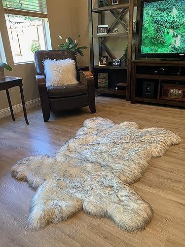 Miniatura 4 de LAMBZY - Alfombra de piel sintética de oveja súper suave hipoalergénica sedosa estilo oso para sala de estar, habitación infantil, sofá (2'x3',