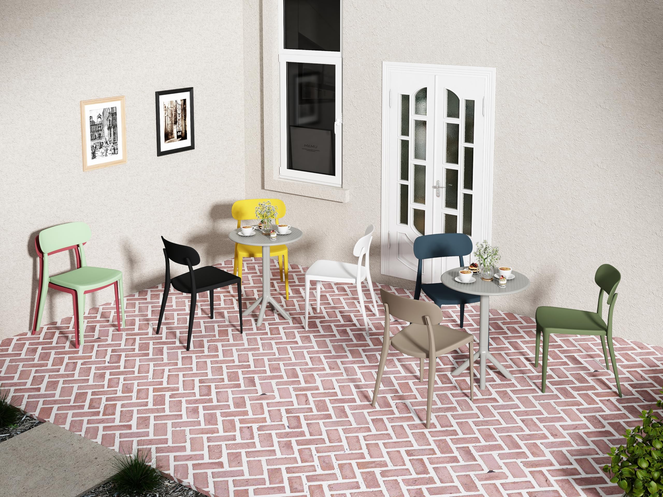 METRO Professional Silla de Jardín Gastro, Plástico/Fibra de Vidrio, Apilable, para Exterior, Amarillo Mostaza