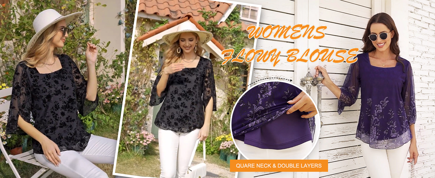 Anyally Women's Plus Size Chiffon Blouse - V-Neck Short Sleeve Tunic Top With Petal Sleeves For Leggings
