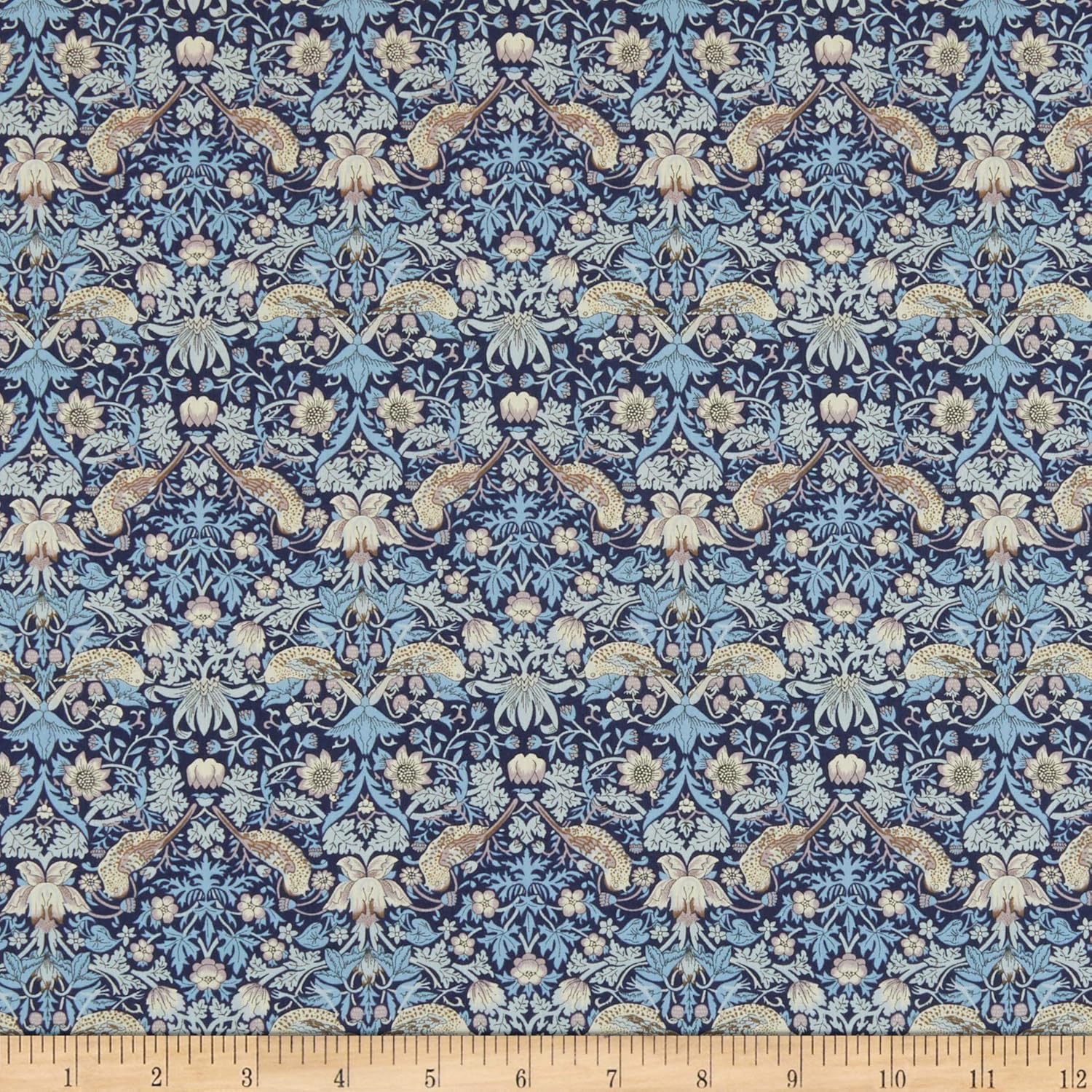 Liberty Fabrics Tana Lawn Strawberry Thief Blue, Fabric by the Yard