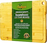 Vista 1 de Tabla de cortar de bambú (extra grande) - Tablas de cortar de madera orgánica para cocina, tabla de cortar verduras y carne, tabla de cortar
