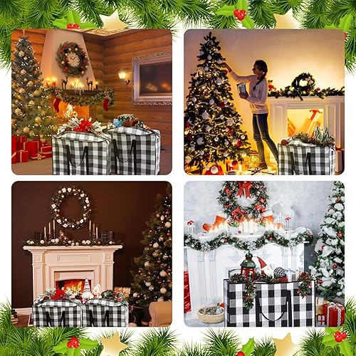 Miniatura 9 de Yeshone 6 bolsas de almacenamiento de Navidad extra grandes, 27 x 20 pulgadas, organizador de alta resistencia, bolsa de almacenamiento de Navidad
