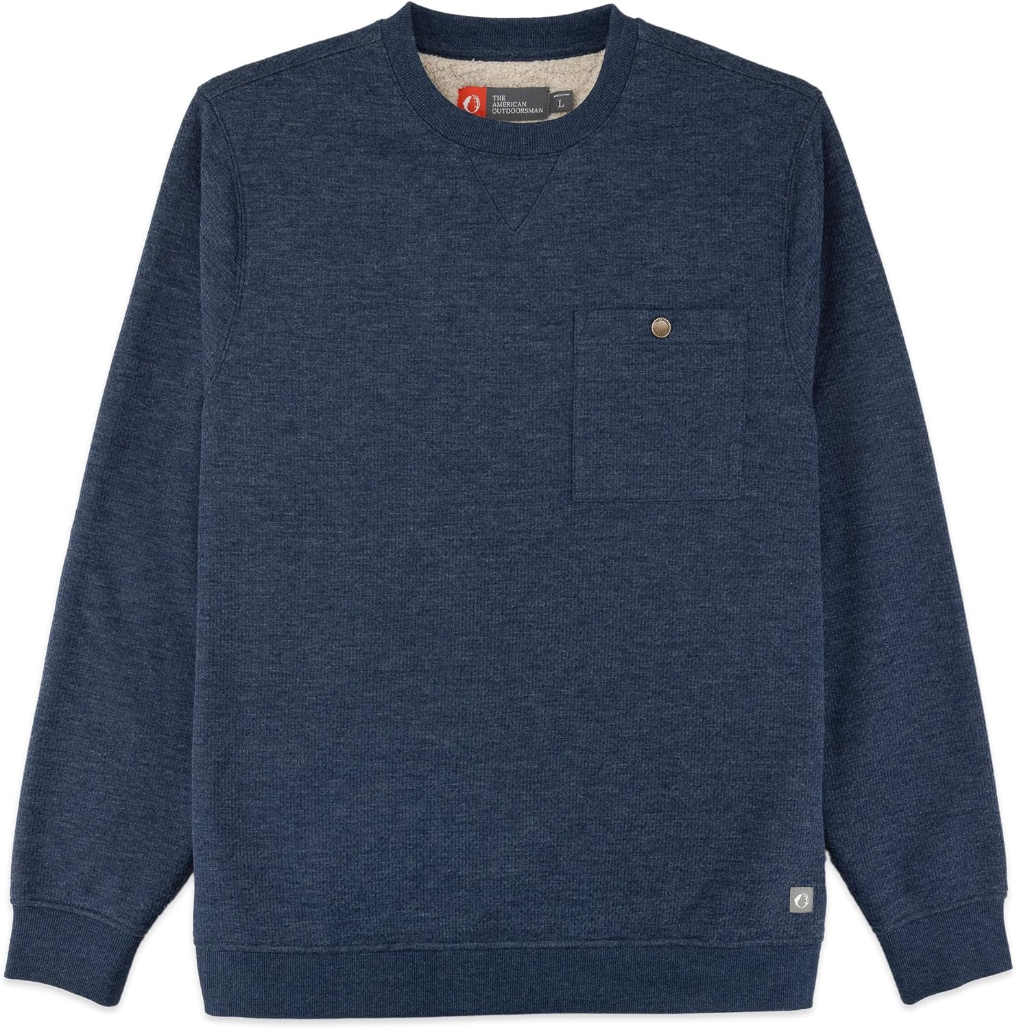 The American Outdoorsman Sherpa Lined Crewneck - Long Sleeve Sherpa Pullover Men's Long Sleeve Shirt - Winter Pullover - Image 4