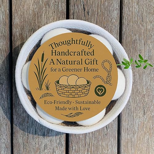 Miniatura 2 de Juego de 7 bolas de secado de lana natural de lujo, paquete de 7 en cesta de cola de gata, acelera el secado, reduce las arrugas de la ropa, lana de