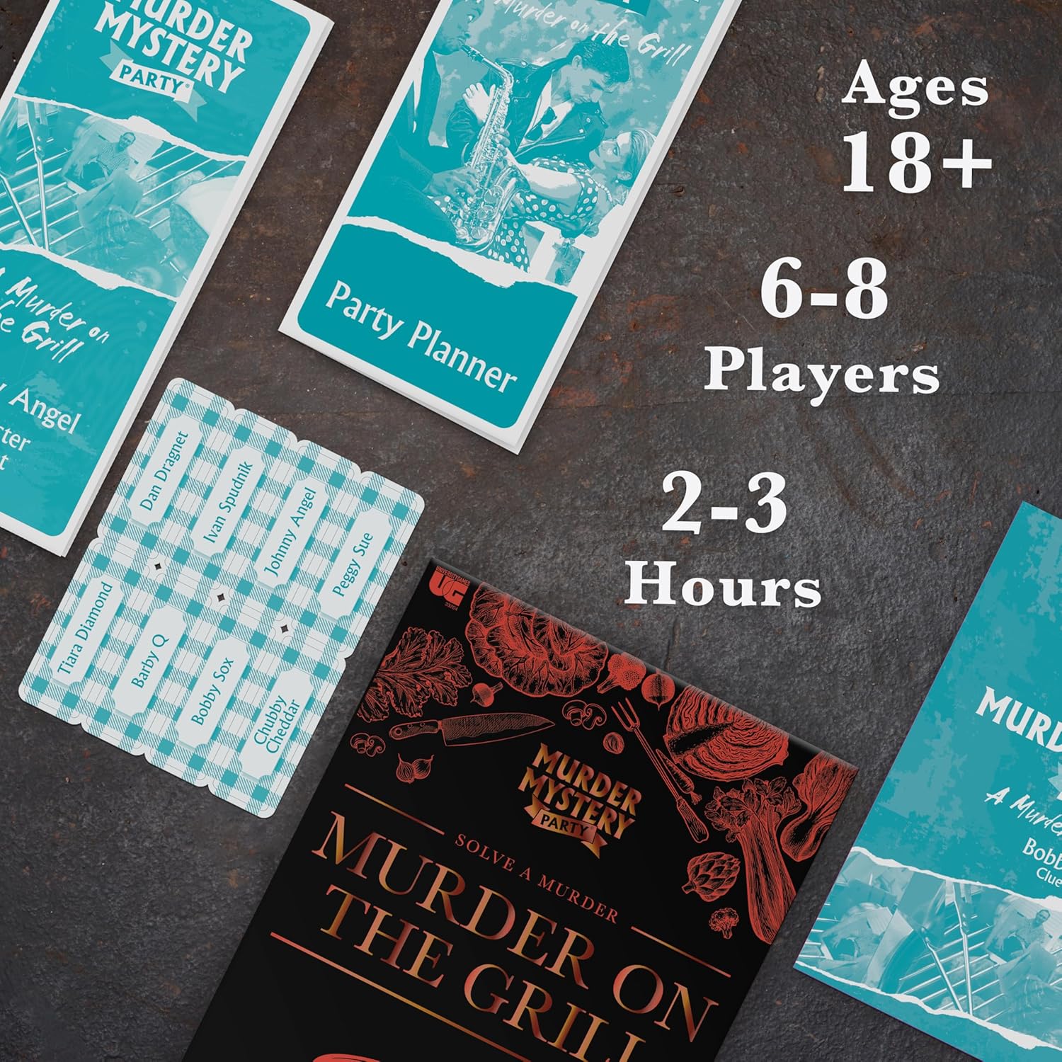 Murder Mystery Party Games - A Murder on the Grill, Host Your Own Cookout Murder Mystery Dinner for 8 Adult Players, Solve the Case with Crime Scene Clues, 18 Years and Up