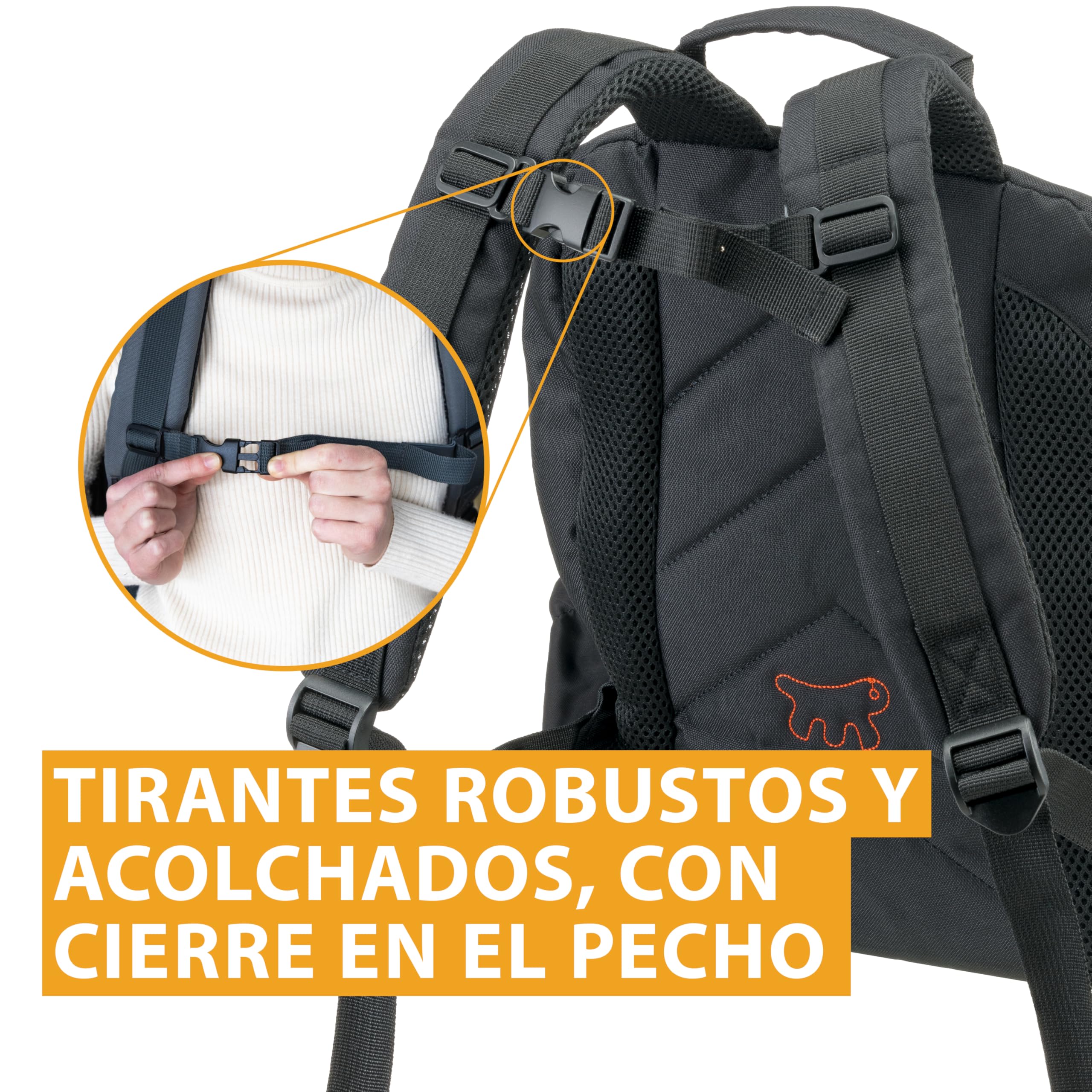 Ferplast Mochila Gato Voyager Backpack, Transportín Gato, Transportin Perro, Mochila, Gatos, Apertura Amplia, Correas Ajustables, Correa de Seguridad, con Cojín, Máx. 10 kg, 29x21x36H, Negro