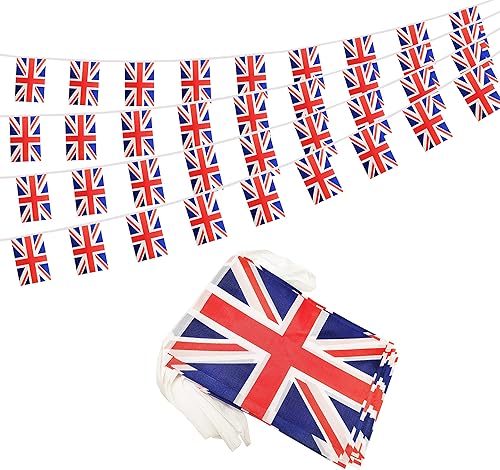 Miniatura 65 de Bandera argentina de 50 pies con cadena de bandera argentina, mini bandera argentina pequeña, para decoración de fiestas, tiendas y bares