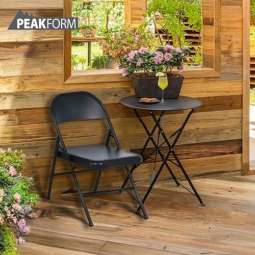 Miniatura 2 de Silla plegable de acero con soportes de pierna cruzada y tapas para los pies para salas de estudio, conferencias y uso de oficina, color negro,