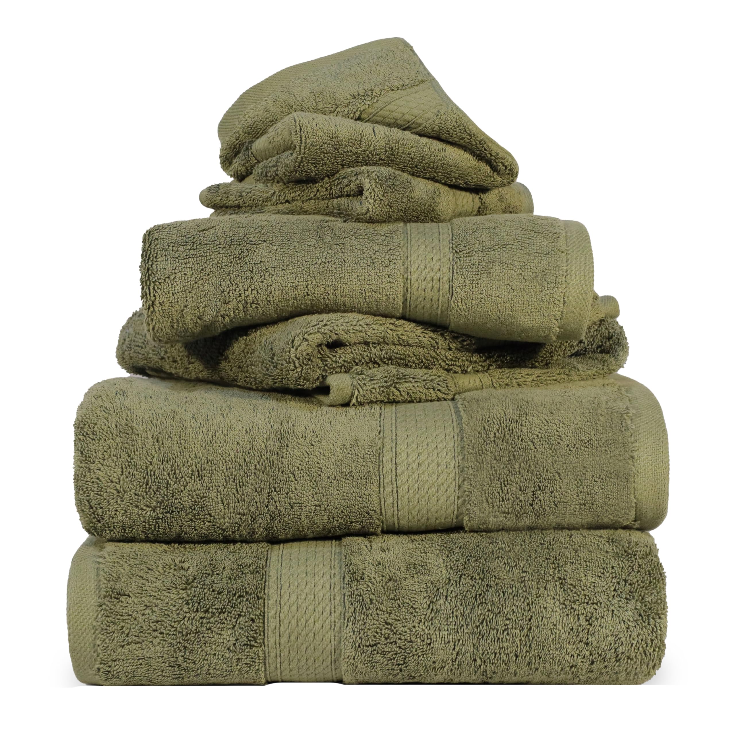 Superior Egyptian Cotton Pile 6 Piece Towel Set, Includes 2 Bath, 2 Hand, 2 Face Towels/ Washcloths, Ultra Soft Luxury Towels, Thick Plush Essentials,