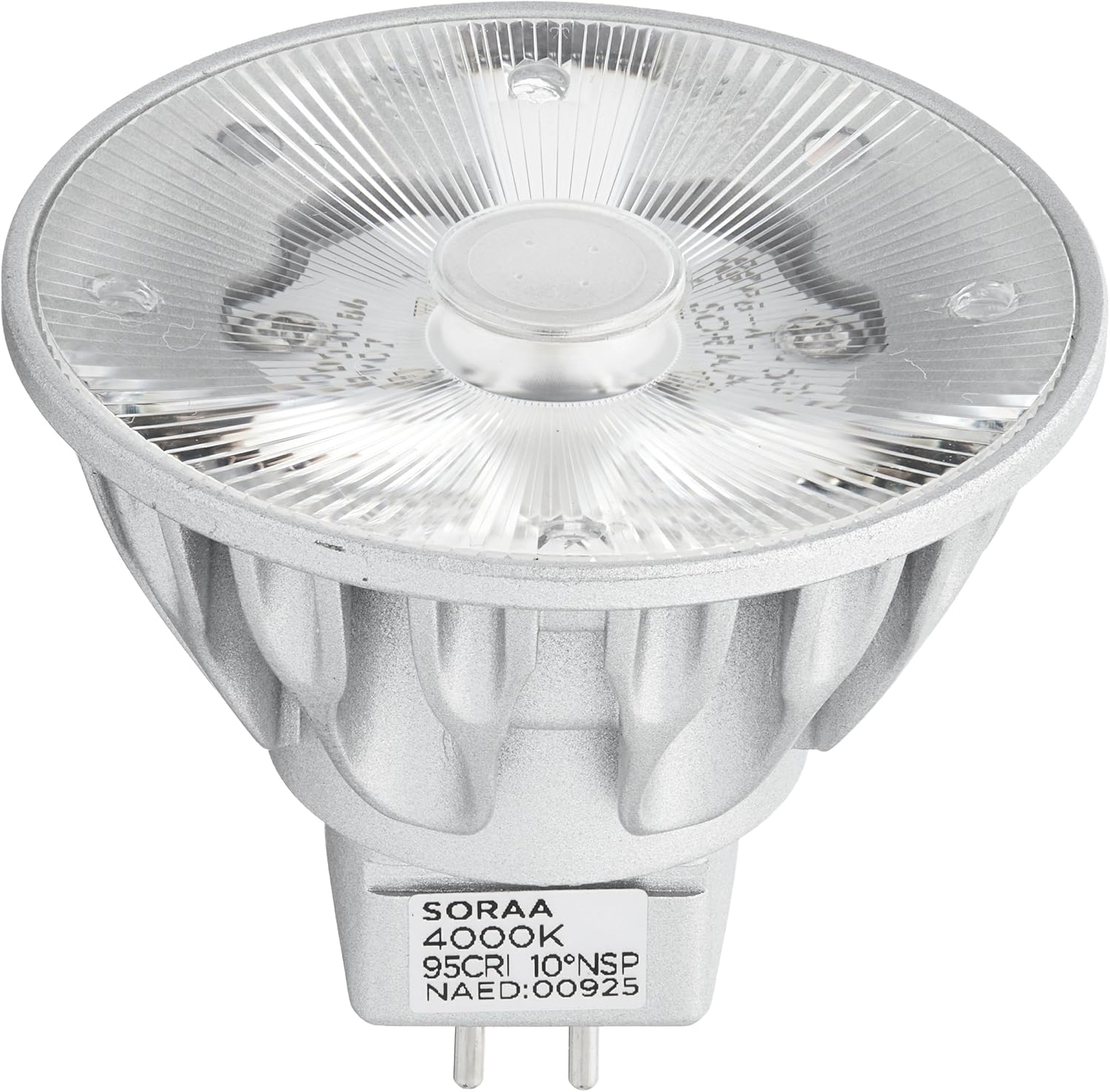 Bulbrite SM16-07-10D-940-03 SORAA 7.5W LED MR16 4000K VIVID3 10° Dimmable Light Bulb, Silver