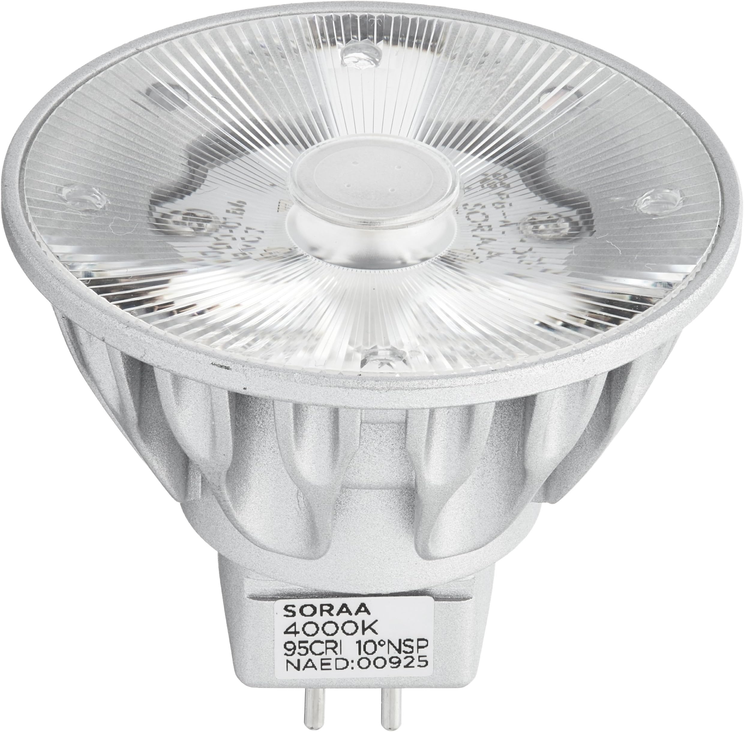 Soraa 00925 – 7.5 Watt – LED – MR16 – 50 Watt Equal – 6290 Candlepower – CRI 95 – 4000 Kelvin – 95 Color Rendering – 10 DEG. Narrow Spot by SORAA