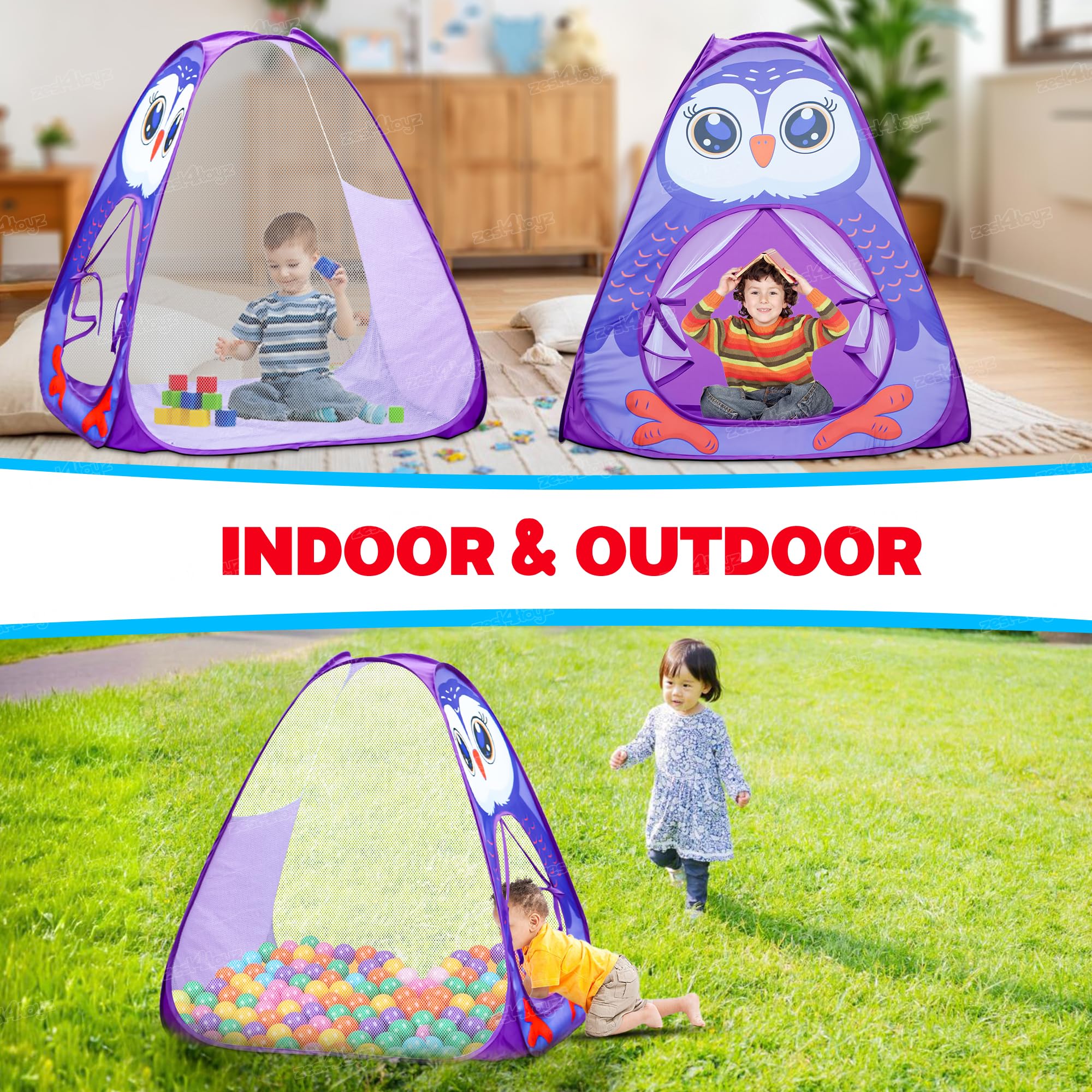 Zest 4 Toyz Popup Tent House for Kids Play House Foldable Tent House for Boys & Girls Easy to Set Up Baby Tent House 3 to 5 Years (Balls Not Included) - Purple 3