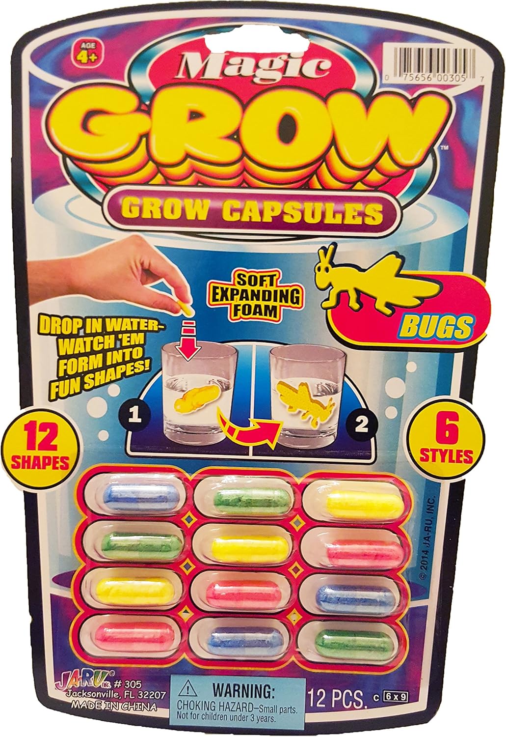 JA-RU Universal Specialties, Magic Grow Capsules 6 Pack, 72 Capsules Sea Creatures, Dinosaur, Animal Farm Toys. Water Growing Toys for Kids. Animal Party Favors Fidget Toy.305-6A