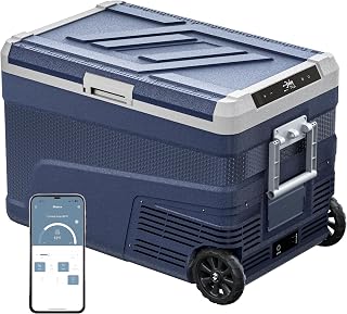 12 Volt Refrigerator Portable Fridge - 48 Quart(45L) Electric Cooler with Wheels, 12/24V DC & 100-240V AC, -4℉-68℉, APP Control, 12V Car Fridge for Camping, Boating, Truck, RV, Outdoor, Home