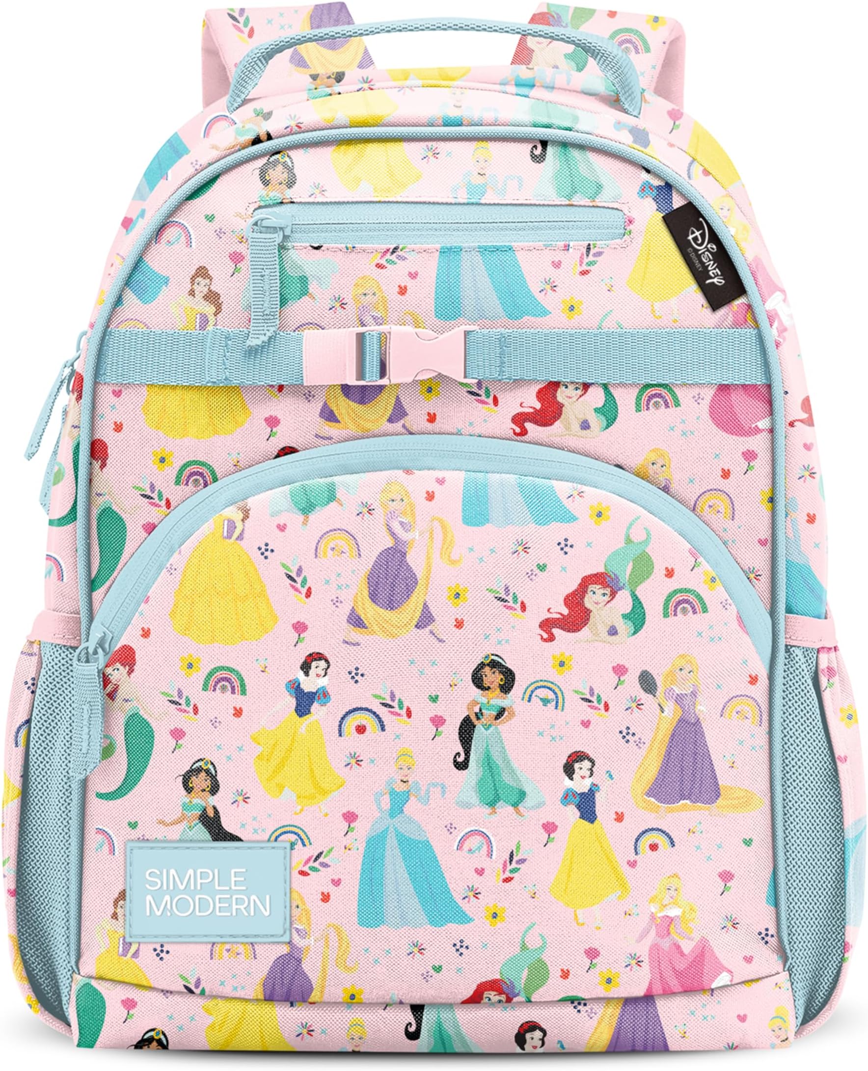 Medium Disney Toddler Backpack for School Girls and Boys | Kindergarten Elementary Kids Backpack | Fletcher Collection | Kids - 15" tall | Princess Rainbows