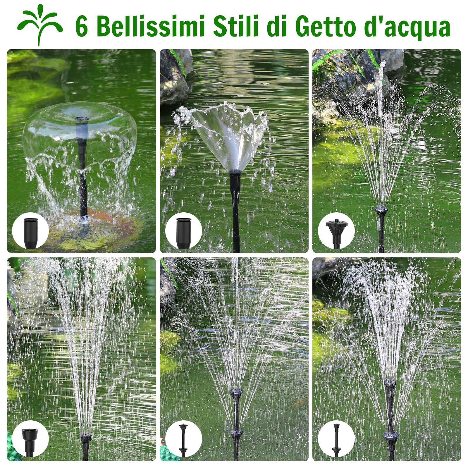 AMZtime 15W Fontana Solare, 2024 Aggiornato Fontana Solare per Esterno, Pompa Stagno Solare per Esterno, Pompa Solare per Bagno Uccelli, Stagno, Giardino, All'aperto e al coperto