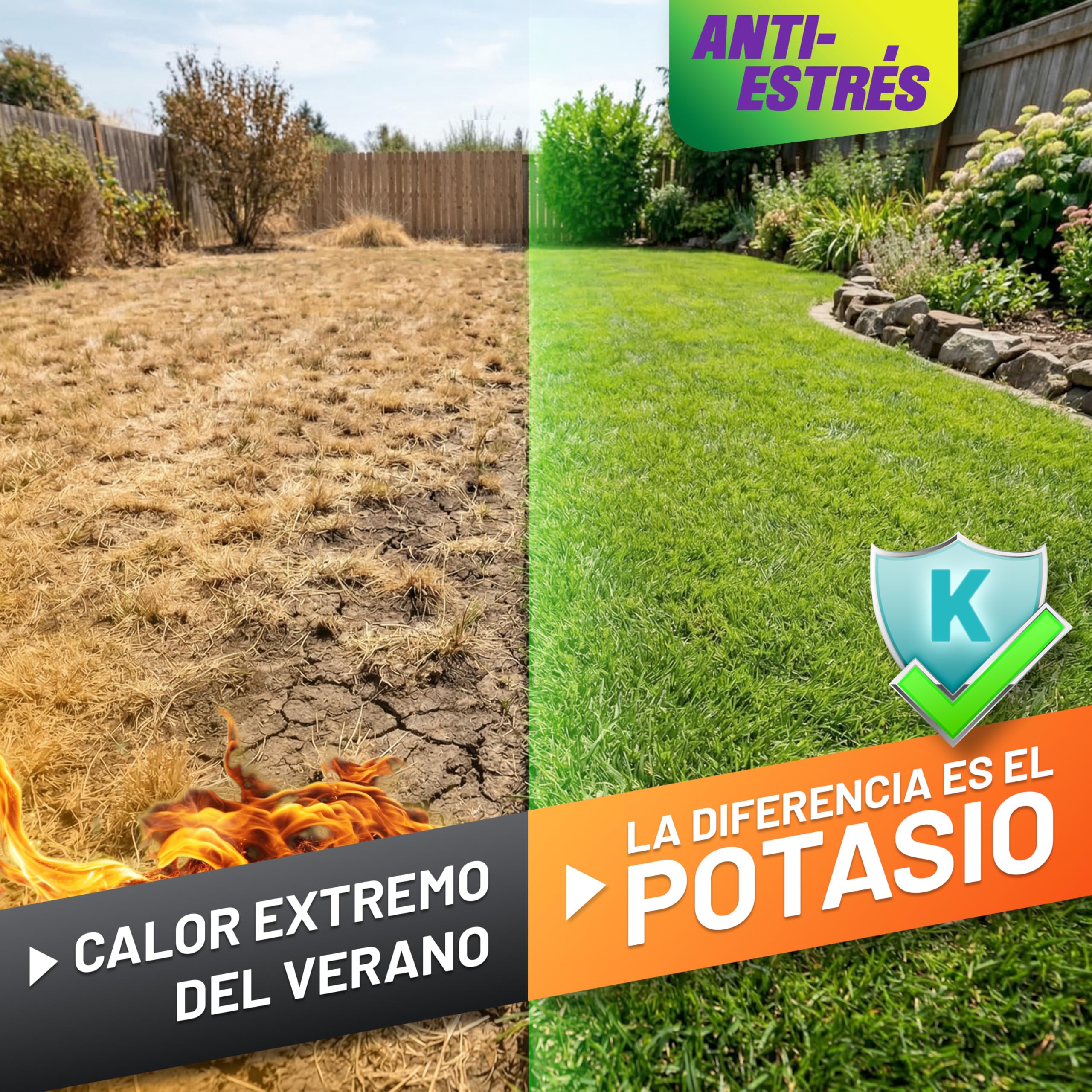 GRÜNTEK Abono Césped Otoño Invierno Verano Anti-Estrés NPK 15-5-24 – Fertilizante Césped Larga Duración 3 Meses, Protección Calor Sequía Heladas – Abono Universal Jardín Tomates Fresas Rosales 5 kg