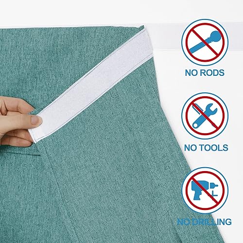 Miniatura 196 de RYB HOME Cortinas de privacidad para puerta francesa, rica textura de lino, cortinas para oscurecer la habitación, cortinas y cortinas