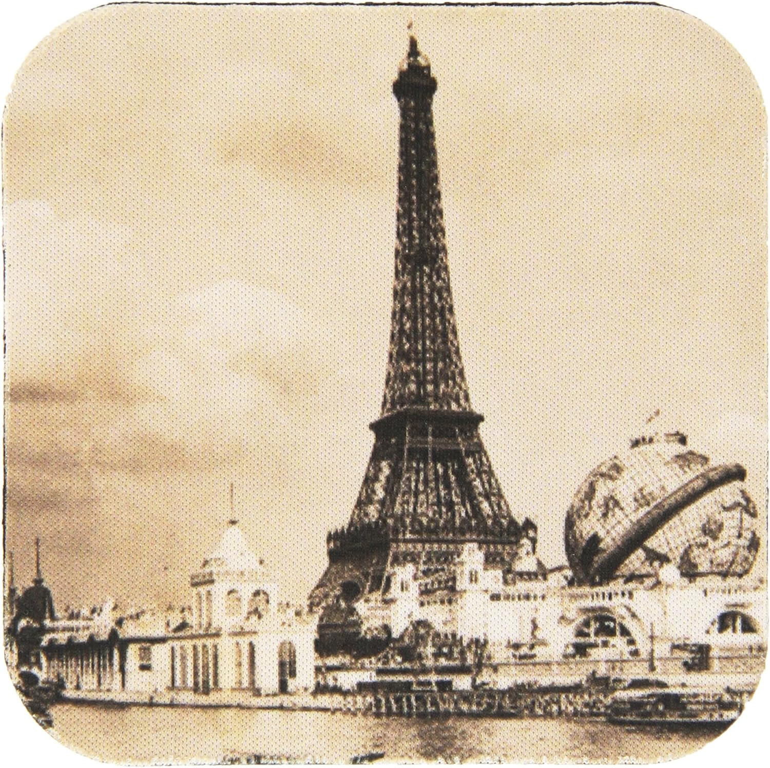 3dRose CST_77445_2 Eiffel Tower Paris Exposition from The Seine-Soft Coasters, Set of 8