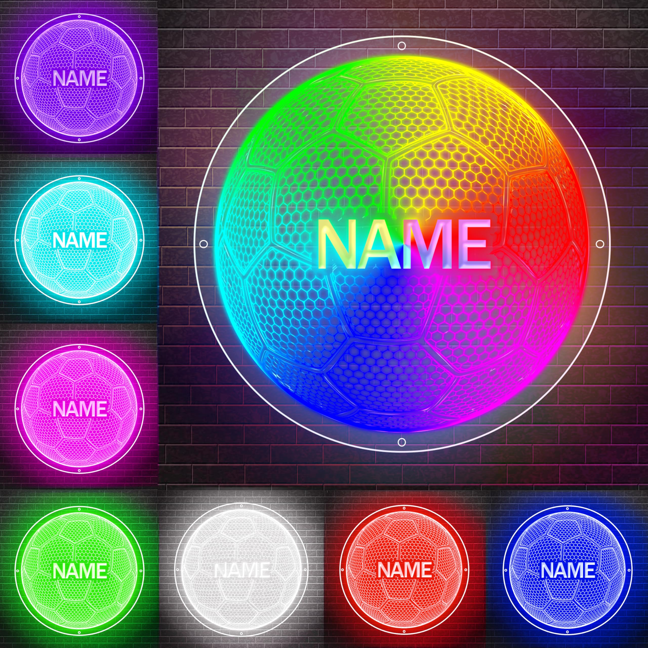 Personalized Soccer Neon Sign,Custom Name Football Led Lights Up Sign for Wall Decor Bedroom Living Room Party Christmas Decorations Night Light Birthday Gift for Boys Girls Teen Kids