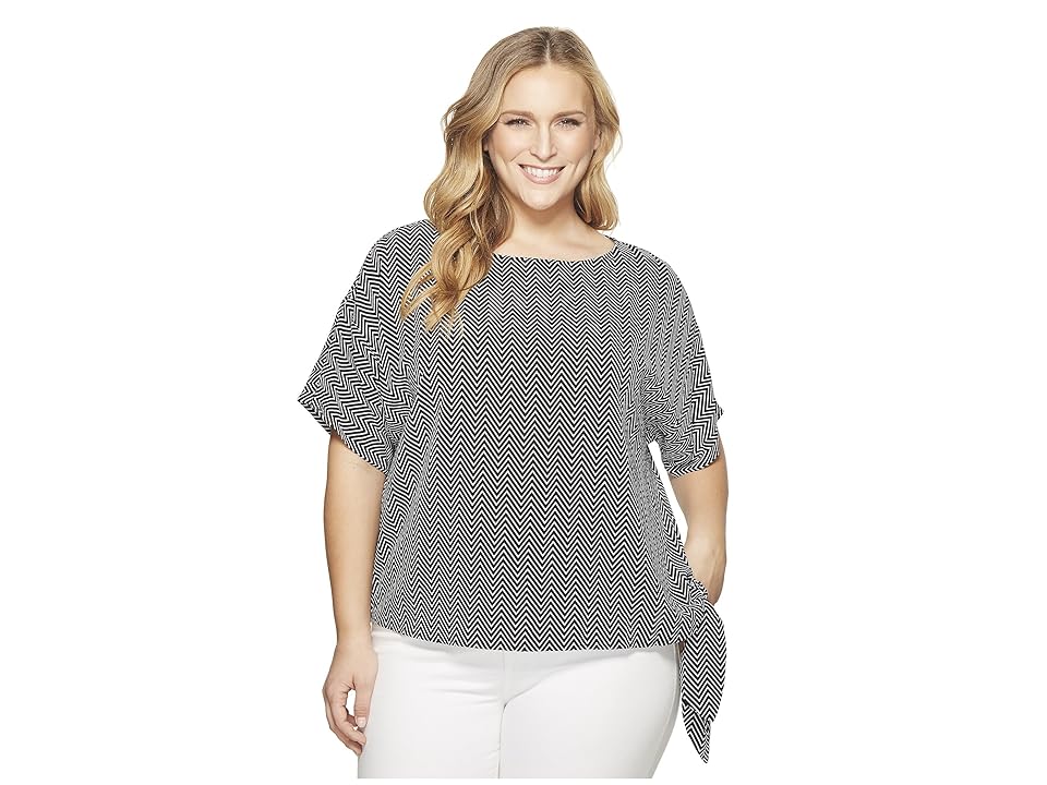 

MICHAEL Michael Kors Plus Size Graphic Chevron Side Tie (Black/White) Women's Clothing
