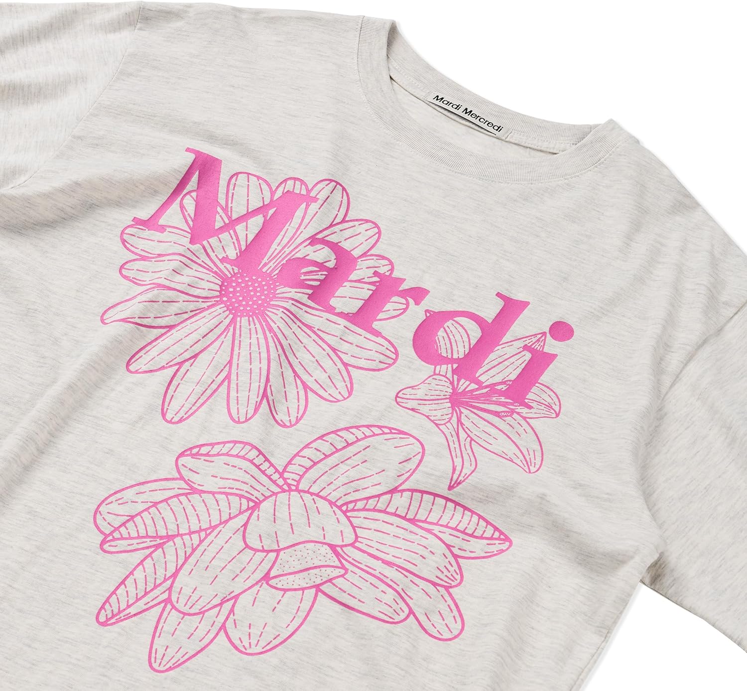 Women's Triple Flower Graphic T-Shirt, 100% Cotton, Regular Fit Crewneck, Bold 3-Flower Print - Image 3