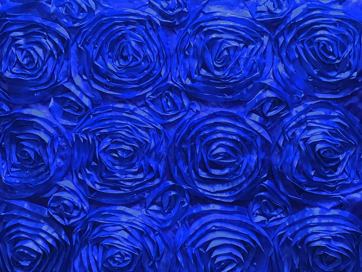 Zen Creative Designs Satin Rosette Floral Fabric 54 Inch Wide/Fancy Pattern Fabric/Floral Rose Fabric/Craft & Sewing Material (1 Yard, Royal Blue)