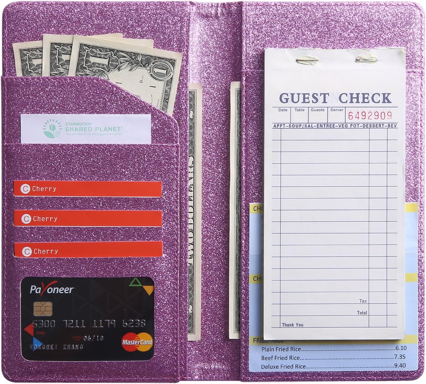 Big Size Server Book for Waitress 5" X 9" (Glitter Purple)