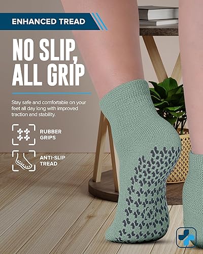 Vista 14 de Doctor's Select Calcetines tobilleros diabéticos con pinzas para hombres y mujeres, 4 pares de calcetines de neuropatía de 1/4 de longitud para mujer